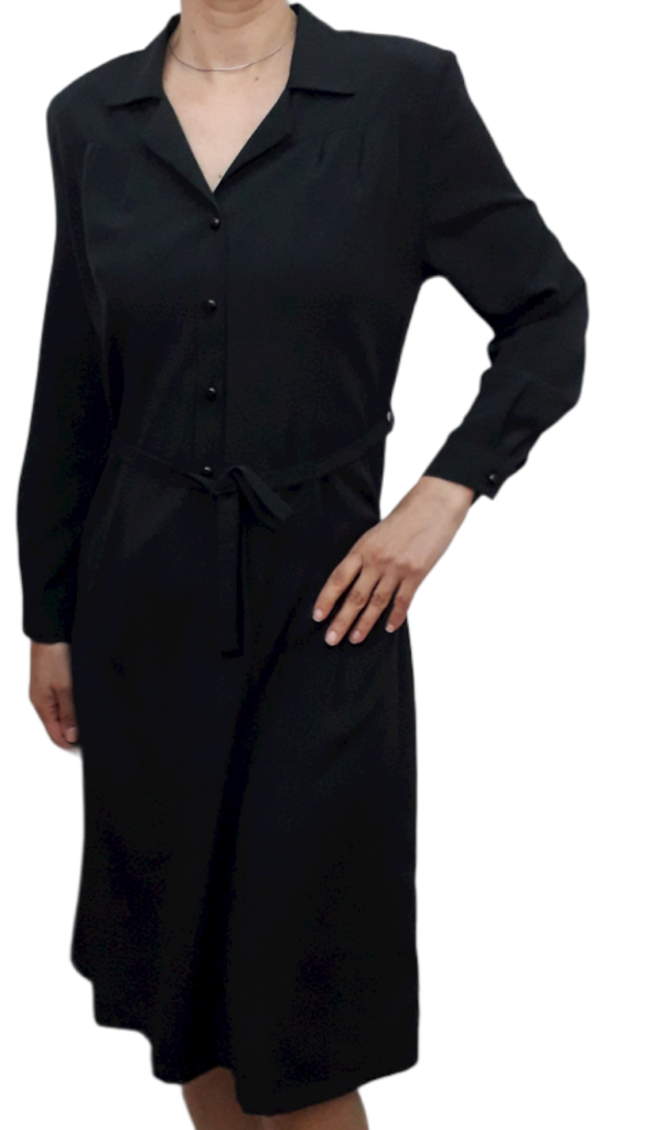 Φόρεμα μαροκέν μακρύ μανίκι με πέτο γιακά και μανσέτα μαύρο
