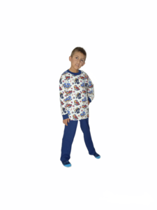 Παιδική πυζάμα αγοριών100% βαμβάκι ελληνικής ραφής μπλούζα εμπριμέ με μπουλντόζες ραφ παντελόνι