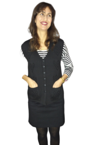 Καζάκα γυναικεία πλεκτή ακρυλική με δύο τσέπες μαύρη